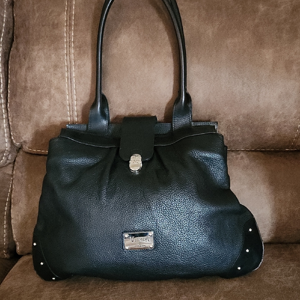 Valentina Italia Black Leather Handbag